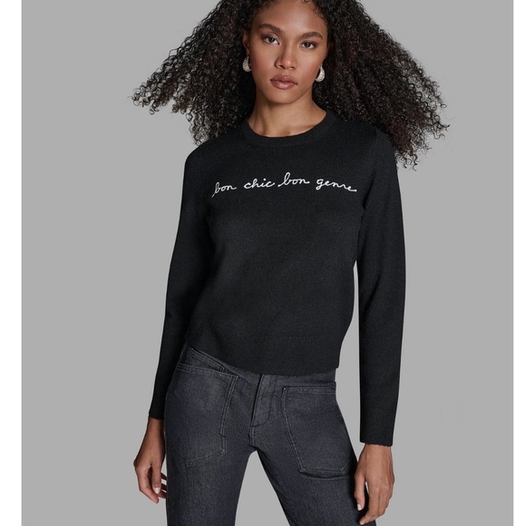 BCBG Sweaters - BCBG Black Sweater with White Script